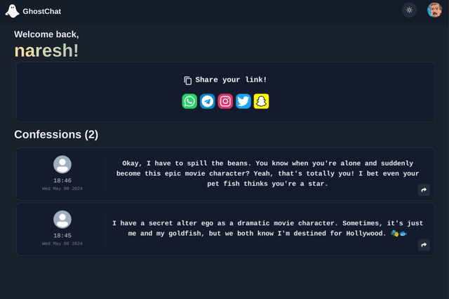 screenshot of "Ghost Chat